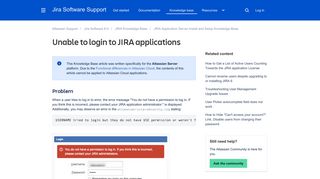 Unable to login to JIRA applications - Atlassian Documentation