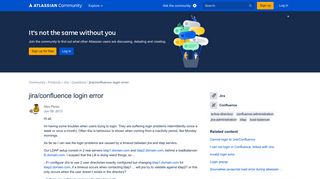 Solved: jira/confluence login error - Atlassian Community