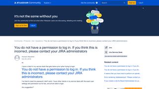You do not have a permission to log in. If you thi... - Atlassian Community