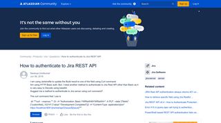 How to authenticate to Jira REST API - Atlassian Community