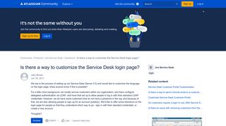 Is there a way to customize the Service Desk login page? - Atlassian ...