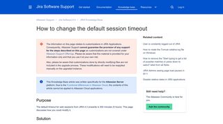 How to change the default session timeout - Atlassian Documentation