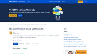 Solved: how to set timeout for jira user session? - Atlassian Community