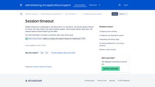 Session timeout - Atlassian Documentation