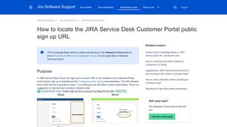 How to locate the JIRA Service Desk Customer Portal public sign up ...