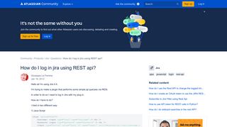 How do I log in jira using REST api? - Atlassian Community