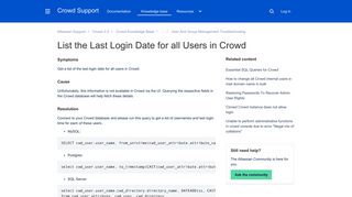 List the Last Login Date for all Users in Crowd - Atlassian Documentation