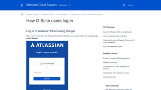 How G Suite users log in - Atlassian Documentation