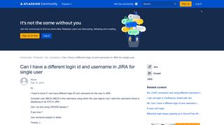 Can I have a different login id and username in JIRA for single user