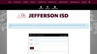 Jefferson ISD - Site Administration Login
