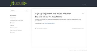 Sign up to join our live Jituzu Webinar - Jituzu Knowledge Base