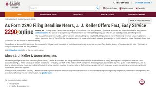 As Form 2290 Filing Deadline Nears, JJ Keller Offers Fast, Easy Service