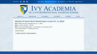 Middle School Boys Basketball Game Ivy .vs. JJMS | Ivy Academia