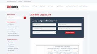 J&K Bank Credit Card | Apply Online | dialabank