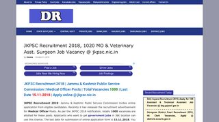 JKPSC Recruitment 2018, 1020 MO & Veterinary Asst. Surgeon Job ...