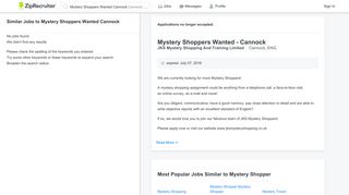 Mystery Shoppers Wanted - Cannock Job in Cannock, ENG at JKS ...