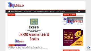 jkssb.nic.in | JKUpdates - Jammu Kashmir Alerts & Updates