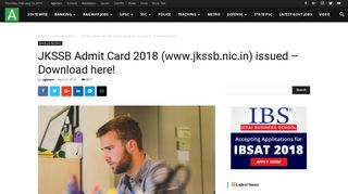 JKSSB Admit Card 2018 (www.jkssb.nic.in) issued - Download here!