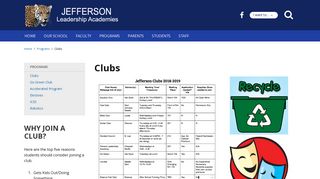 Clubs - Jefferson Leadership Academies - School Loop