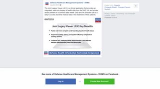 The Joint Legacy Viewer (JLV) is a... - Defense Healthcare ... - Facebook