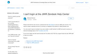 I can't login at the JMIR Zendesk Help Center – JMIR Publications