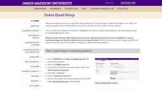 James Madison University - Dukes Email Setup