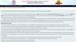 Welcome to Online Faculty Registration Portal - JNTUH - JNTUH AAC