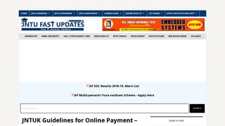 JNTUK Guidelines for Online Payment - www.jntukexams.net