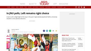 In JNU polls, Left remains 'right' choice - Mail Today News - India Today