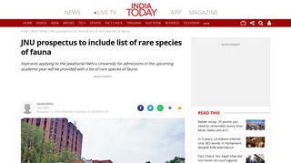 JNU prospectus to include list of rare species of fauna - Mail Today ...