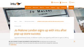 Jo Malone London signs up with intu after pop-up store success | intu