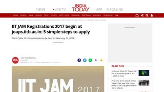 IIT JAM Registrations 2017 begin at joaps.iitb.ac.in: 5 simple steps to ...