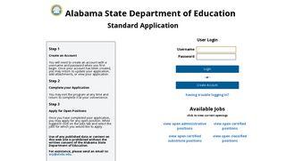 Alabama State Department of Education - Standard Application Login