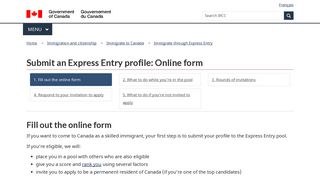 Submit an Express Entry profile: Online form - Canada.ca