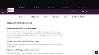 Frequently Asked Questions | Bravo TV Official Site