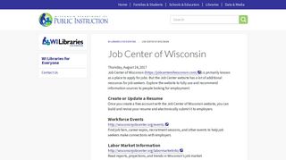 Job Center of Wisconsin | Wisconsin Department of Public Instruction