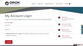 My Account Login - Orion Talent