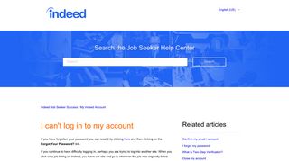 I can't log in to my account – Indeed Job Seeker Support
