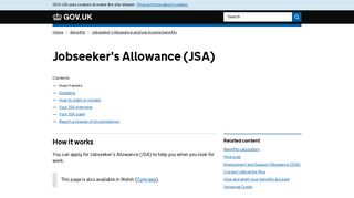 Jobseeker's Allowance (JSA) - GOV.UK