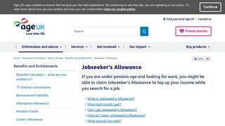 Jobseeker's Allowance | Claiming benefits | Money matters | Age UK