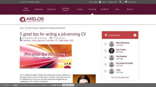5 great tips for writing a job-winning CV - Axelos