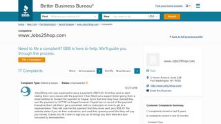 www.Jobs2Shop.com | Complaints | Better Business Bureau® Profile