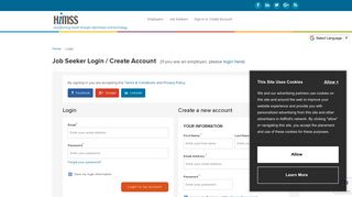 Login - Create New Job Account - My Jobs Account | HIMSS JobMine