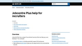 Jobcentre Plus help for recruiters - GOV.UK