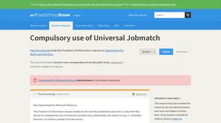 Compulsory use of Universal Jobmatch - a Freedom of Information ...