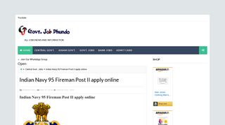 Indian Navy 95 Fireman Post II apply online - Govt. Job Dhundo