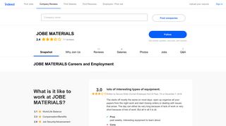 JOBE MATERIALS Careers and Employment | Indeed.com