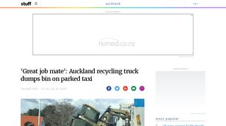 'Great job mate': Auckland recycling truck dumps bin on parked taxi ...