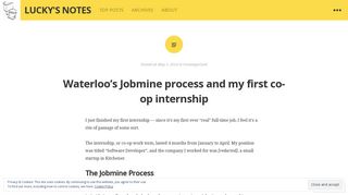Waterloo's Jobmine process and my first co-op internship - Lucky's Notes