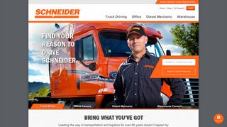 Schneider Jobs - CDL Truck driving, Diesel Mechanic, Warehouse ...
